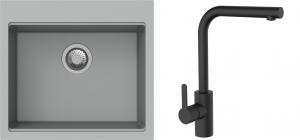 K-StrongSinks S3 Set zlew Ipel 560x510mm granit szary + Bateria Ipoly czarna