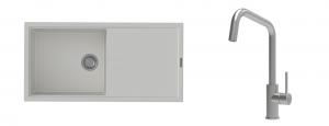 K-StrongSinks S3 Set zlew Labe 1000x500mm granit biały + Baterie Arda nierdz.