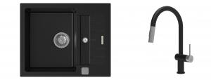K-StrongSinks S3 Set zlew Vardar 615x500mm granit czarny + Baterie Neris czarna