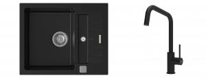 K-StrongSinks S3 Set zlew Vardar 615x500mm granit czarny + Baterie  Arda czarna