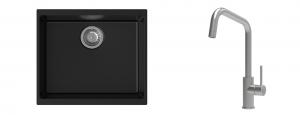 K-StrongSinks S3 Set zlew Hron 530x460mm granit czarny + Baterie Arda nierdz.