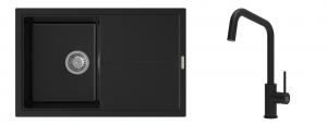 K-StrongSinks S3 Set zlew Labe 780x500mm granit czarny + Baterie  Arda czarna