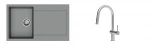 K-StrongSinks S3 Set zlew Zala 860x500mm granit szary + Baterie Neris nierdz.
