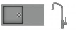 K-StrongSinks S3 Set zlew Zala 1000x500mm granit szary + Baterie Arda szara