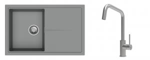 K-StrongSinks S3 Set zlew Labe 780x500mm granit szary + Baterie Arda nierdz.