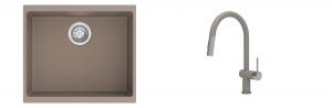 K-StrongSinks S3 Set zlew Hron 530x460mm granit brąz + Baterie Neris brąz