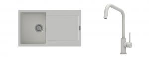 K-StrongSinks S3 Set zlew Zala 860x500mm granit biały + Baterie Arda biała