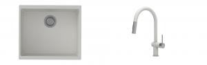 K-StrongSinks S3 Set zlew Hron 530x460mm granit biały + Baterie Neris biała