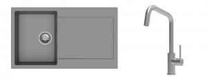 K-StrongSinks S3 Set zlew Zala 860x500mm granit szary + Baterie Arda nierdz.