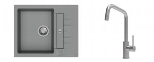 K-StrongSinks S3 Set zlew Vardar 615x500mm granit szary + Baterie Arda nierdz.