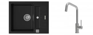 K-StrongSinks S3 Set zlew Vardar 615x500mm granit czarny + Baterie Arda nierdz.