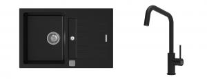 K-StrongSinks S3 Set zlew Vardar 780x500mm granit czarny + Baterie  Arda czarna