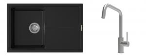 K-StrongSinks S3 Set zlew Labe 780x500mm granit czarny + Baterie Arda nierdz.