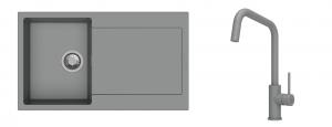 K-StrongSinks S3 Set zlew Zala 860x500mm granit szary + Baterie Arda szara