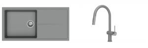 K-StrongSinks S3 Set zlew Labe 1000x500mm granit szary + Baterie Neris szara