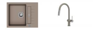 K-StrongSinks S3 Set zlew Vardar 615x500mm granit brąz + Baterie Neris brąz