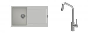 K-StrongSinks S3 Set zlew Zala 860x500mm granit biały + Baterie Arda nierdz.
