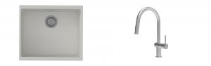 K-StrongSinks S3 Set zlew Hron 530x460mm granit biały + Baterie Neris nierdz.