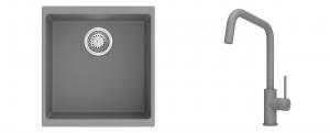K-StrongSinks S3 Set zlew Hron 430x460mm granit szary + Baterie Arda szara