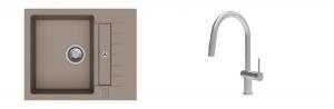 K-StrongSinks S3 Set zlew Vardar 615x500mm granit brąz + Baterie Neris nierdz.