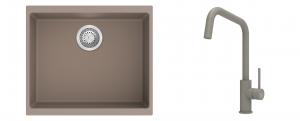 K-StrongSinks S3 Set zlew Hron 530x460mm granit brąz + Baterie Arda brąz
