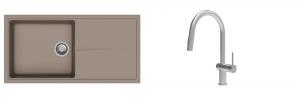K-StrongSinks S3 Set zlew Labe 1000x500mm granit brąz + Baterie Neris nierdz.