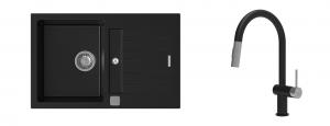 K-StrongSinks S3 Set zlew Vardar 780x500mm granit czarny + Baterie Neris czarna