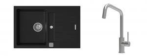 K-StrongSinks S3 Set zlew Vardar 780x500mm granit czarny + Baterie Arda nierdz.