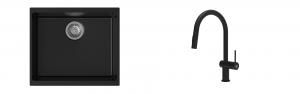 K-StrongSinks S3 Set zlew Hron 530x460mm granit czarny + Baterie Neris czarna