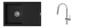 K-StrongSinks S3 Set zlew Labe 780x500mm granit czarny + Baterie Neris nierdz.