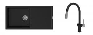 K-StrongSinks S3 Set zlew Labe 1000x500mm granit czarny + Baterie Neris czarna