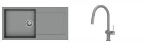 K-StrongSinks S3 Set zlew Zala 1000x500mm granit szary + Baterie Neris szara