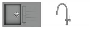 K-StrongSinks S3 Set zlew Vardar 780x500mm granit szary + Baterie Neris szara