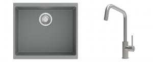 K-StrongSinks S3 Set zlew Hron 530x460mm granit szary + Baterie Arda nierdz.