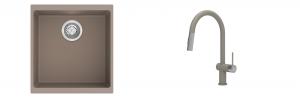K-StrongSinks S3 Set zlew Hron 430x460mm granit brąz + Baterie Neris brąz