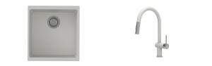K-StrongSinks S3 Set zlew Hron 430x460mm granit biały + Baterie Neris biała