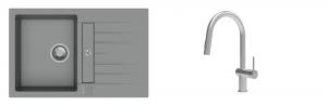 K-StrongSinks S3 Set zlew Vardar 780x500mm granit szary + Baterie Neris nierdz.