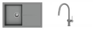 K-StrongSinks S3 Set zlew Labe 780x500mm granit szary + Baterie Neris szara