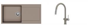 K-StrongSinks S3 Set zlew Zala 1000x500mm granit brąz + Baterie Neris brąz
