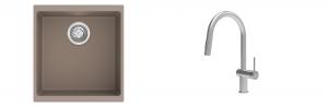 K-StrongSinks S3 Set zlew Hron 430x460mm granit brąz + Baterie Neris nierdz.