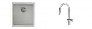 K-StrongSinks S3 Set zlew Hron 430x460mm granit biały + Baterie Neris nierdz.