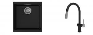 K-StrongSinks S3 Set zlew Hron 430x460mm granit czarny + Baterie Neris czarna