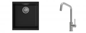 K-StrongSinks S3 Set zlew Hron 430x460mm granit czarny + Baterie Arda nierdz.