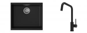 K-StrongSinks S3 Set zlew Hron 530x460mm granit czarny + Baterie  Arda czarna