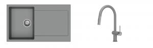 K-StrongSinks S3 Set zlew Zala 860x500mm granit szary + Baterie Neris szara