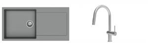 K-StrongSinks S3 Set zlew Zala 1000x500mm granit szary + Baterie Neris nierdz.