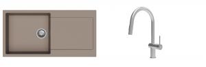 K-StrongSinks S3 Set zlew Zala 1000x500mm granit brąz + Baterie Neris nierdz.