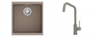 K-StrongSinks S3 Set zlew Hron 430x460mm granit brąz + Baterie Arda brąz