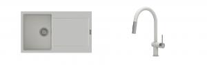 K-StrongSinks S3 Set zlew Zala 860x500mm granit biały + Baterie Neris biała