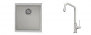 K-StrongSinks S3 Set zlew Hron 430x460mm granit biały + Baterie Arda biała